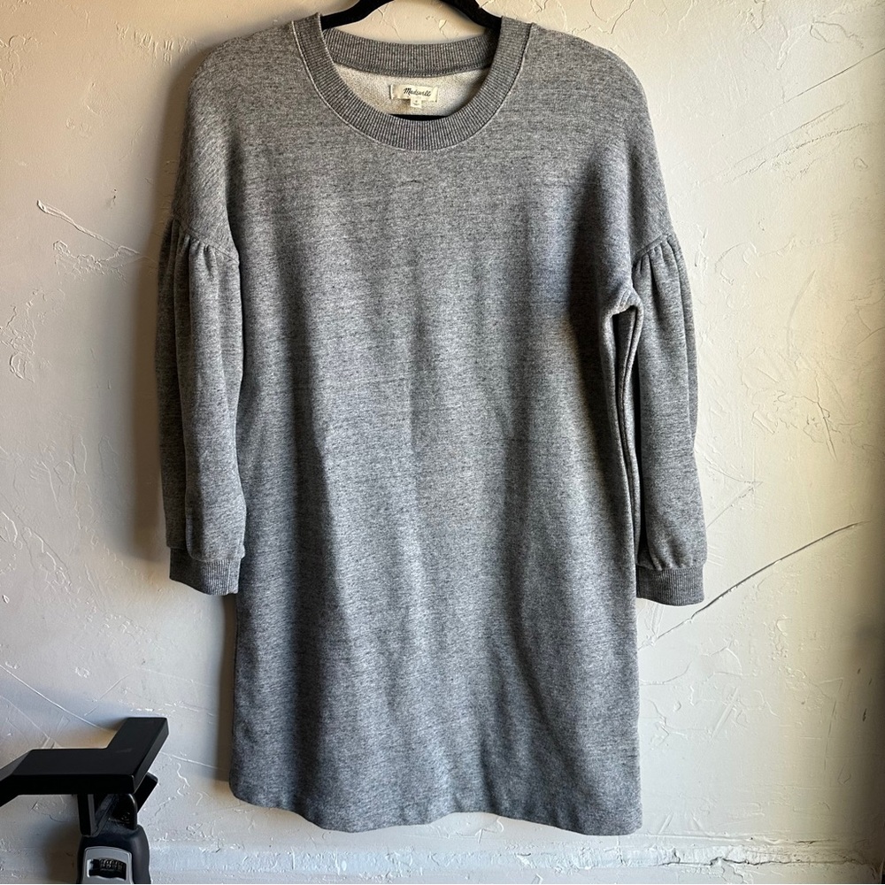 Madewell Puff Sleeve‎ Sweatshirt Dress Cozy Soft Girl Minimal Travel Sz S